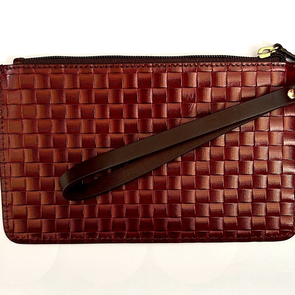 Dooney & Bourke Dark Red Leather Wristlet Clutch - Picture 1 of 4